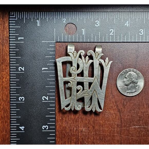 Antique 925 Mexico Money Clip - Initials EHW [Heavy Wear] - Picture 6 of 7
